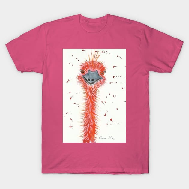 Funny Pink Emu T-Shirt by Casimirasquirkyart